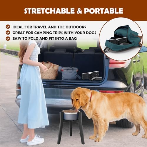Dog Bowl Stand for Large Dogs, Adjustable Width & Height, Tall Elevated Dog Food Water, Bowl Not Included - Image 6