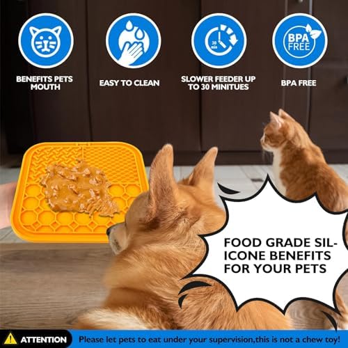 2 PCS Lick Mat for Dogs, Slow Feeder Licking Mat, Anxiety Relief Lick Pad with Suction Cups for Peanut Butter Food Treats Yogurt, Pets Bathing Grooming Training Calming Dog Bowl Mat - Image 2