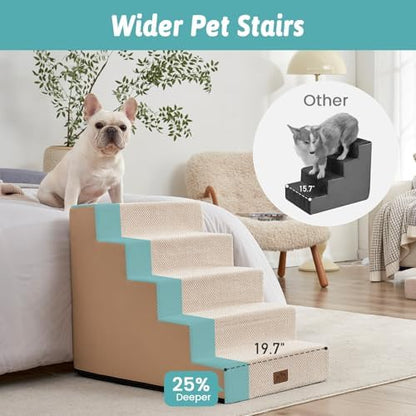 COZY KISS Dog Stairs for Small Dogs, 5 Step Pet Stairs for Beds & Couches - Image 2