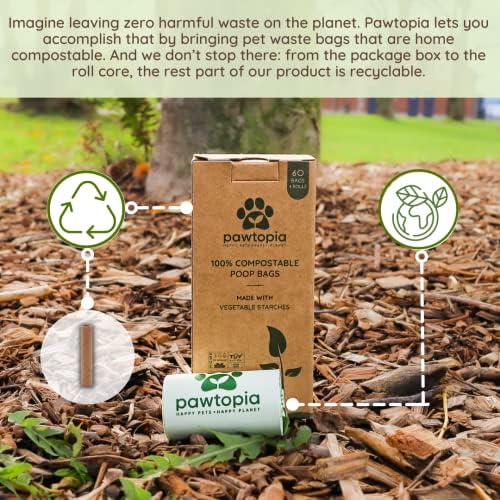 Pawtopia Biodegradable Dog Poop Bags, 60 Count, Certified Home Compostable, Leak-Proof, Easy Open - Image 4