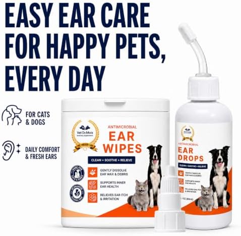 Dog Ear Cleaner Drops & Ear Wipes Kit – Advanced Pet Ear Cleaning Solution with Hypochlorous Acid, Helps Relieve Itchy Ears, Removes Wax & Odor, Gentle for Dogs & Cats - Image 3