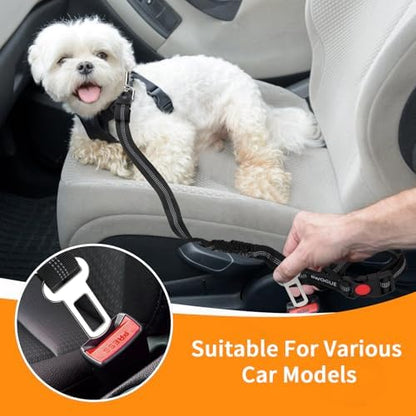 BWOGUE 2 Pack Dog Seat Belt for Car, Elastic Bungee Buffer Safety Leads - Image 5