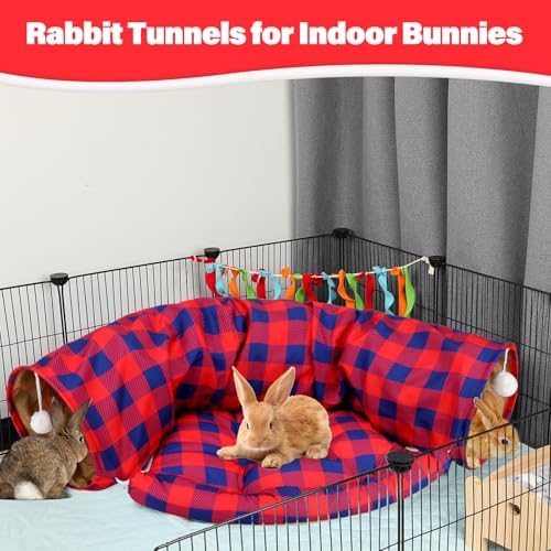 BWOGUE Bunny Tunnel Bed, 2-in-1 Collapsible Rabbit Tunnel Hideout with Mat - Image 5