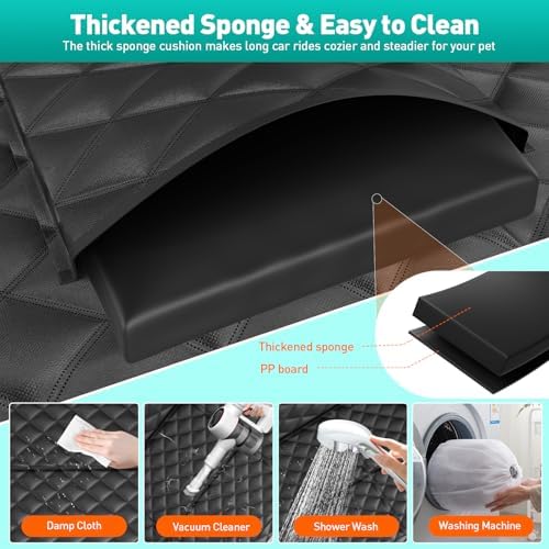Dog Car Seat Cover for Back Seat, Hard Bottom Hammock Hold 400lbs For Cars - Image 4
