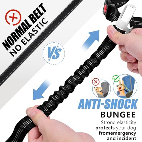 Headrest Dog Car Safety Seat Belt-Easy to Use, Dog Seat Belt with Military-Grade, Seatbelt Adjustable - Car Leash with Elastic Bungee & Reflective Safety Tether(Black) - Image 5