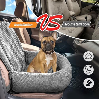 Sephyroth Dog Car Seat for Small/Medium Dogs,Dog Car Bed Washable Pet Travel Safety Seat,Super Soft Safe Removable Puppy Car Seat(Gray) - Image 5