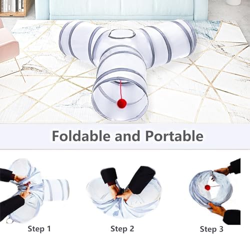 Cat Tunnel Tube Toys, 3 Ways Tunnels for Indoor Cats with Play Ball - Image 2