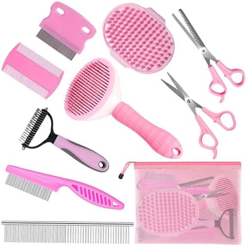 Complete Pet Grooming Solution by Dog - 9PCS Kit with Slicker Brush, Deshedding Tool, and Grooming Comb for All Breeds and Sizes, Promotes Healthy Skin and Coat by Aiolpy