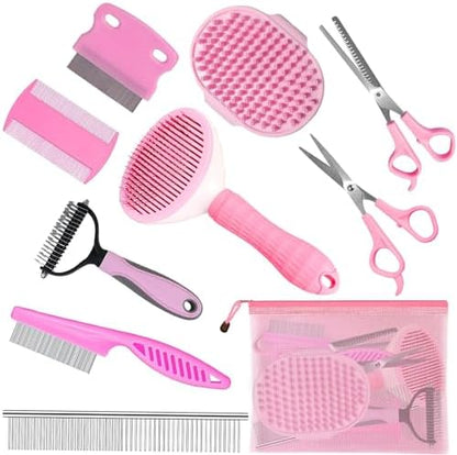 Complete Pet Grooming Solution by Dog - 9PCS Kit with Slicker Brush, Deshedding Tool, and Grooming Comb for All Breeds and Sizes, Promotes Healthy Skin and Coat by Aiolpy