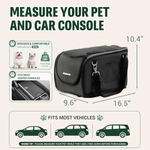 Center Console Dog Car Seat for Small Dogs & Cats Under 15lbs Black - Image 2