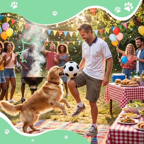 Blueweenly 2 Pcs Stuffed Soccer Ball Dog Toys, 6.3 Inch Squeaky Football Dog Toys, Soft Interactive Chew Indoor Outdoor Playing Supply for Small Medium Large Pet Rolling Tossing Chasing Games, White - Image 2