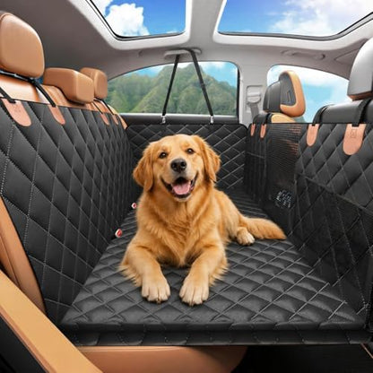Back Seat Extender, Car Dog Seat with Hard Bottom Holds 420lbs, Thick & Durable Waterproof Pet Hammock Protector for Car, SUV,Truck(Black) by KONNAO