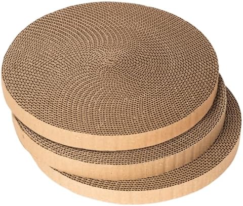 Round cat Scratcher Refill, 10 inch Diameter, 7/8 inch Thickness Scratcher Replacement Pads, Scratching Board Circle, Scratch pad, scratchers for Indoor Cats (3pcs) by Unknown