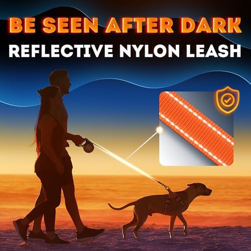 Retractable Dog Leash 16.4 ft – 360° Tangle-Free Design – Heavy Duty Reflective Leash – Soft Anti-Slip Grip Outdoor Daily for Small Medium Dogs up to 50 lbs (Orange) - Image 5