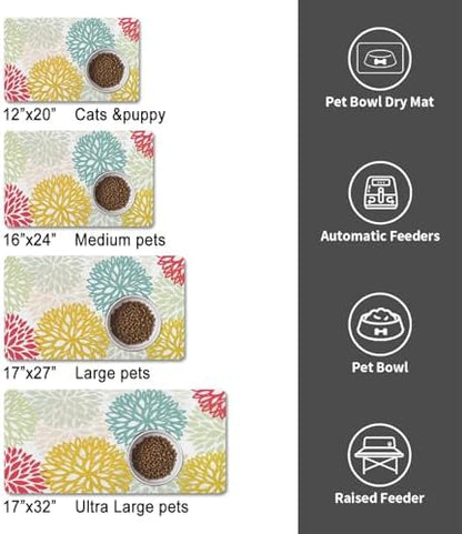 Dog Food Mat for Floors, Absorbent Pet Cat Food Bowl Mat, 12x20 in - Image 5