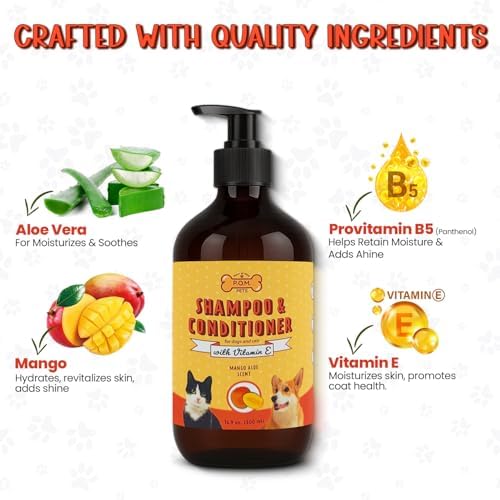 POM Pets 2-in-1 Organic Dog Shampoo & Conditioner – Itchy Skin Relief, Dog Deshedding, Detangles Fur, Cat Shampoo, Paw Cleaner for Dogs, Natural Coat Defense Formula - Image 3