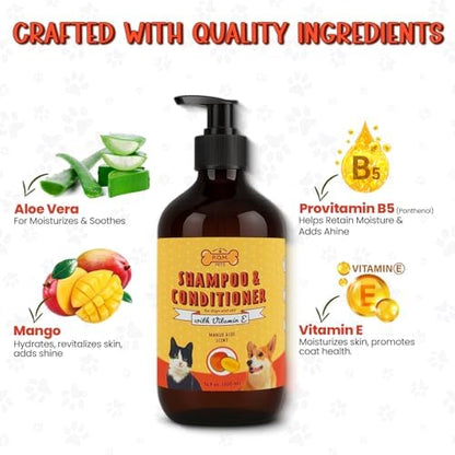 POM Pets 2-in-1 Organic Dog Shampoo & Conditioner – Itchy Skin Relief, Dog Deshedding, Detangles Fur, Cat Shampoo, Paw Cleaner for Dogs, Natural Coat Defense Formula - Image 3