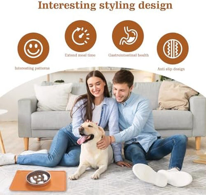 Stainless Steel Slow Feeder Dog Bowls – Non-Slip Metal Dog Bowl for Large & Medium Breeds, Puppy Puzzle Feeder – 2 Cup Capacity for Small to Big Pets – Durable Slow Feed Dog & Cat Food Dish with Mat - Image 7