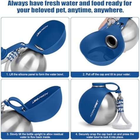 Portable Dog Water Bottle 10oz Stainless Steel Travel Bowl - Image 3