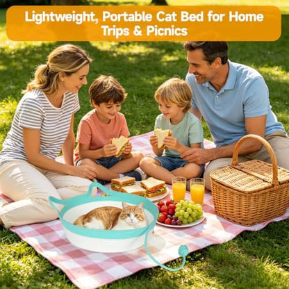 Cotton Rope Cat Bed, Instinct Hand Woven Basket with Rope Tail, Large - Image 4