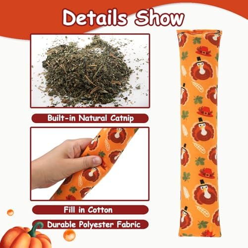 KOOLTAIL Cat Catnip Toys for Thanksgiving, 3 Pack Durable Soft Kicker Toy Filled with Natural Catnip, Interactive Bite Resistant Chew Teeth Cleaning Gift for Indoor Cats Kitten - Image 3
