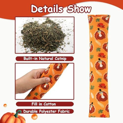 KOOLTAIL Cat Catnip Toys for Thanksgiving, 3 Pack Durable Soft Kicker Toy Filled with Natural Catnip, Interactive Bite Resistant Chew Teeth Cleaning Gift for Indoor Cats Kitten - Image 3