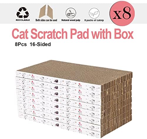 8 Packs in 1 Cat Scratch Pad, Cat Scratcher Cardboard,Reversible,Durable Recyclable Cardboard, Premium Scratch, Suitable for Cats to Rest, Grind Claws and Play - Image 5