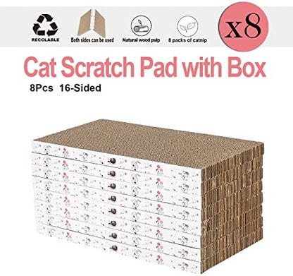 8 Packs in 1 Cat Scratch Pad, Cat Scratcher Cardboard,Reversible,Durable Recyclable Cardboard, Premium Scratch, Suitable for Cats to Rest, Grind Claws and Play - Image 5