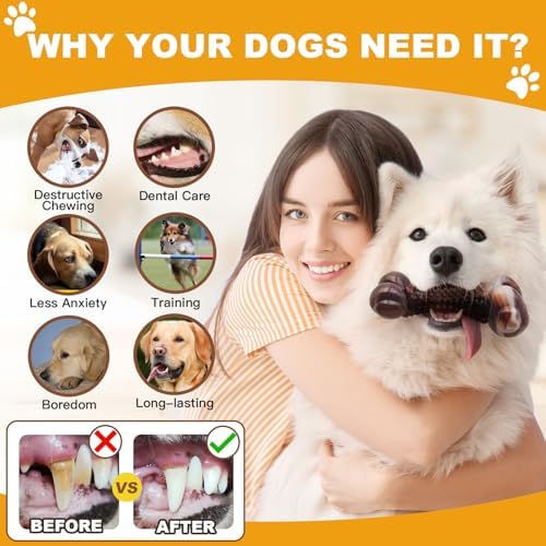 Dog Chew Toys for Aggressive Chewers, 2Pack Indestructible Dogs Bone Toy for Large Small Medium Breeds, Durable Tough Nylon Dog Toys To Keep Them Busy, Puppy Teething Dogs Toy Bone, Beef&Bacon Flavor - Image 5