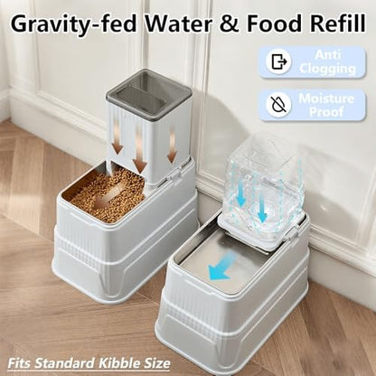 Elevated Automatic Pet Feeder & Water Dispenser, 128 Fl Oz/1 Gallon Water & 4.4lb Food Capacity, Stainless Steel Bowl, 2-Level Height Adjustable, Neck Protection for Small/Medium Dogs,Anti-Choking - Image 4