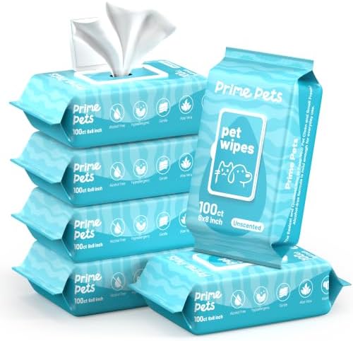 Prime Pets Dog Wipes for Paws and Butt, 600 Count, Pet Wipes for Dogs & Cats, 100% Fragrance Free, Deodorizing Puppy Wipes for Cleaning Face Eyes Ears Paws Teeth Body by PrimePets