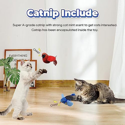 LEWISER Cat Toys Chirping Tit 2 Pcs with Catnip SilverVine, Suitable for Cat Wand Toys, Simulation Bird Design, Interactive Toys for Indoor Kitty Kitten Exercise, Red and Blue - Image 5
