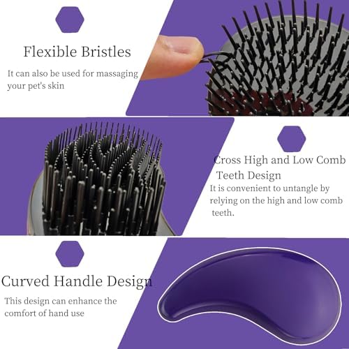 Comma-Shaped Small Dog Brush, Puppy Essentials (Dark Purple) - Image 3