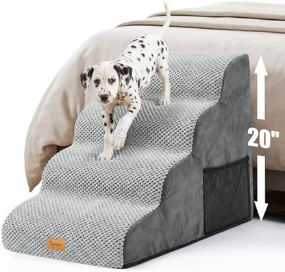 Topmart High Density Foam Dog Stairs 4 Tiers,Extra Wide Deep Pet Steps by Topmart