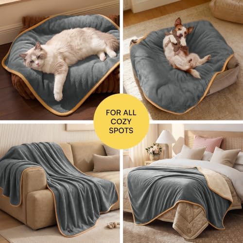 Luciphia Waterproof Pet Blanket, Washable Reversible Sherpa Fleece Throw - Image 5
