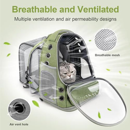 Cawypety Expandable Cat Backpack Large Space Cat Bubble Backpack Carrier - Image 2
