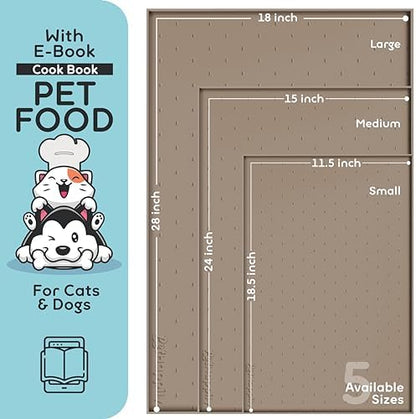 Dog Food Mat - Raised Edges Dogs Mat for Food and Water Prevent Spill, Waterproof Cat Food Mats Protect Floors, Easy Clean Dog Bowl Mats for Food and Water, Silicone Pet Food Tray - Image 2