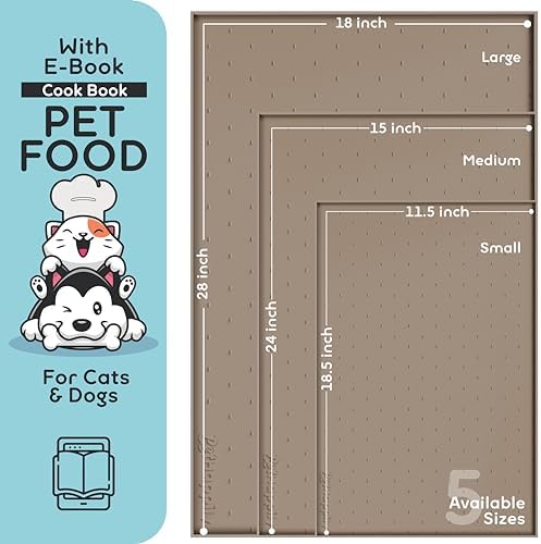 Dog Food Mat - 24x15 Raised Edges Dogs Mat for Food and Water Prevent Spill, Waterproof Cat Food Mats Protect Floors, Easy Clean Dog Bowl Mats for Food and Water, Silicone Pet Feeding Placemats - Image 2