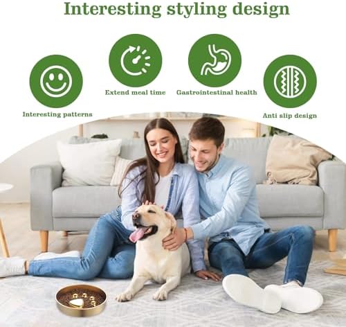 Golden Stainless Steel Slow Feeder Dog Bowls – Non-Slip Metal Dog Bowl for Large & Medium Breeds, Puppy Puzzle Feeder – 2 Cup Capacity for Small to Big Pets – Durable Slow Feed Dog & Cat Food Dish - Image 7