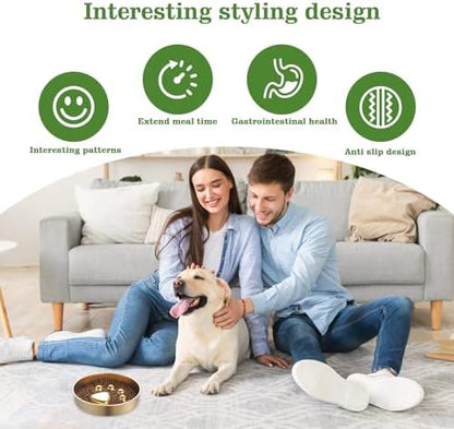 Golden Stainless Steel Slow Feeder Dog Bowls – Non-Slip Metal Dog Bowl for Large & Medium Breeds, Puppy Puzzle Feeder – 2 Cup Capacity for Small to Big Pets – Durable Slow Feed Dog & Cat Food Dish - Image 7