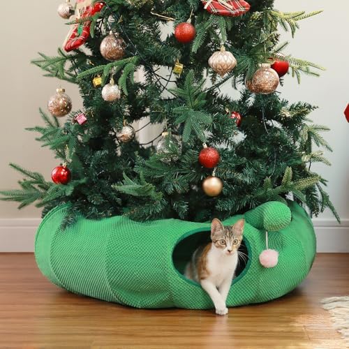 PEQULTI Flower Donut Cat Tunnel Bed Washable Plush Mat Multi for Small Pets - Image 3