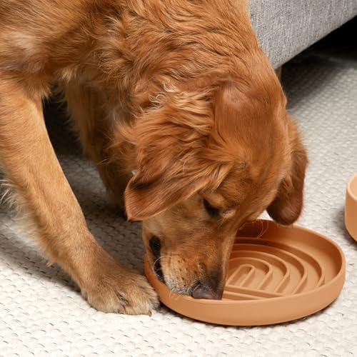 Slow Feeder Dog Bowl - Silicone Dog Bowl, Large, 9.5" x 1.5" - Terracota - Image 5