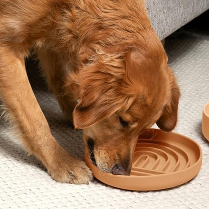 Slow Feeder Dog Bowl - Silicone Dog Bowl, Large, 9.5" x 1.5" - Terracota - Image 5