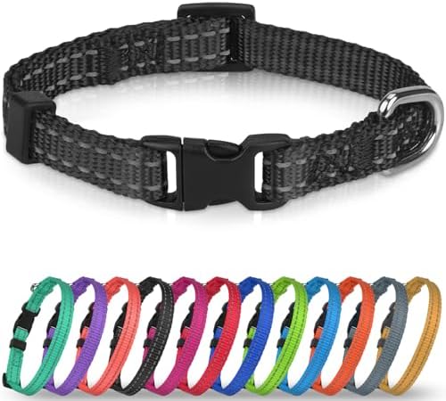 Joytale Feather-Light Puppy Collar for Extra Small Dogs, 3/8", Black by Joytale