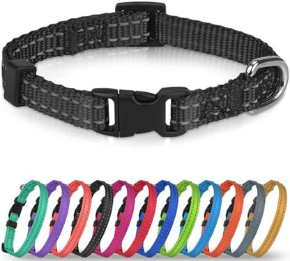 Joytale Feather-Light Puppy Collar for Extra Small Dogs, 3/8", Black by Joytale