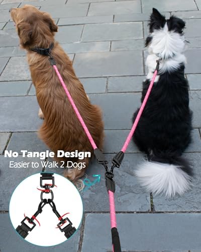 PetBonus Rope Double Dog Leash, No Tangle Dual Leash for Walking Two Dogs - Image 3