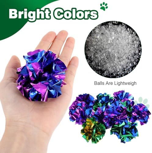 100 Pcs PVC Crinkle Balls Cat Toys 2.36" Interactive Crinkle Ball, Colorful Balls Chew Toy for Cat Chase Ball Toys Attract Cats for Indoor Cats and Kittens to Keep Fit and Active(Colors Random) - Image 3