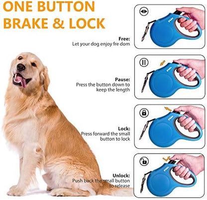 Fida Retractable Dog Leash with Dispenser and Poop Bags, 16 ft, Blue - Image 4