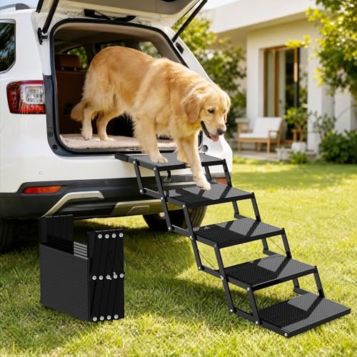 5-Step Dog Stairs for Car, Foldable Pet Steps for Large Dogs by Beitophomepet%60sfamily