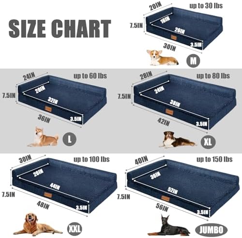 Patas Lague Orthopedic Medium Dog Bed Washable Pet Sofa Bed 30X20 Navy Blue - Image 5